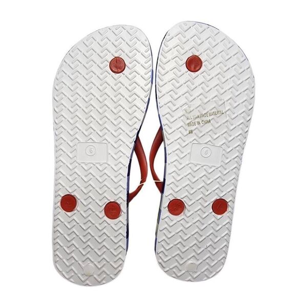 Cabana by Crown & Ivy Women Shoes, "Eva" Blue & Red Gingham Flip Flops, Sz 6 - Picture 6 of 6